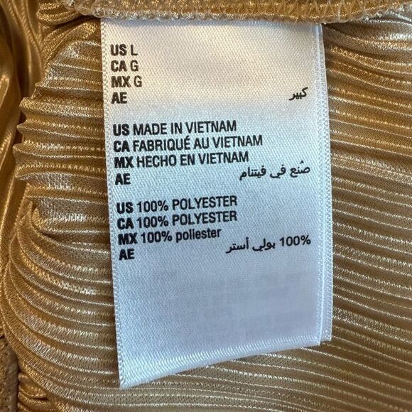 On 34th Plissé Surplice-Neck Peplum Top Women’s Large Gold Shimmer Metallic - Picture 4 of 9